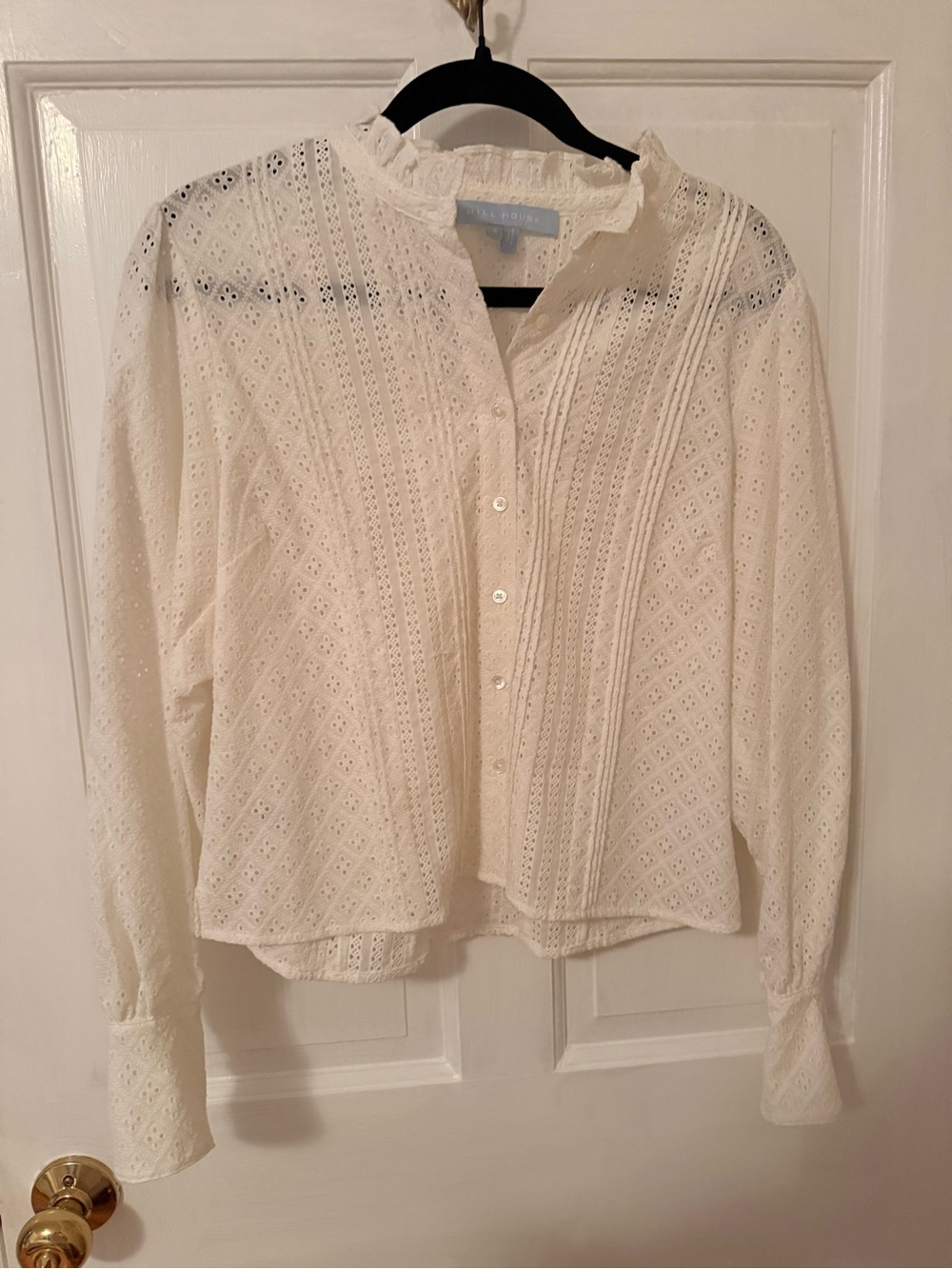 Hill House Eyelet Button-Front Blouse - White